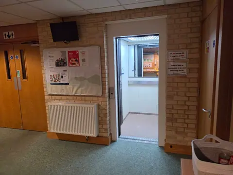 The lift with its doors open