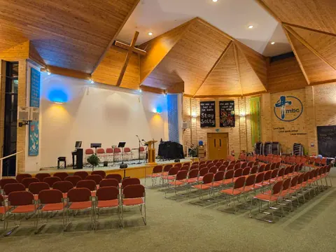 A wide view of the Main Hall and its seating