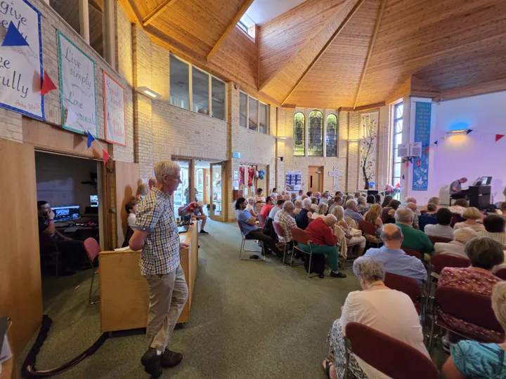 A side view across the congregation during Milton Baptist Church's centenary service.
