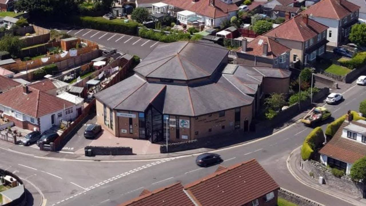 An aerial view of Milton Baptist Church on Baytree Road
